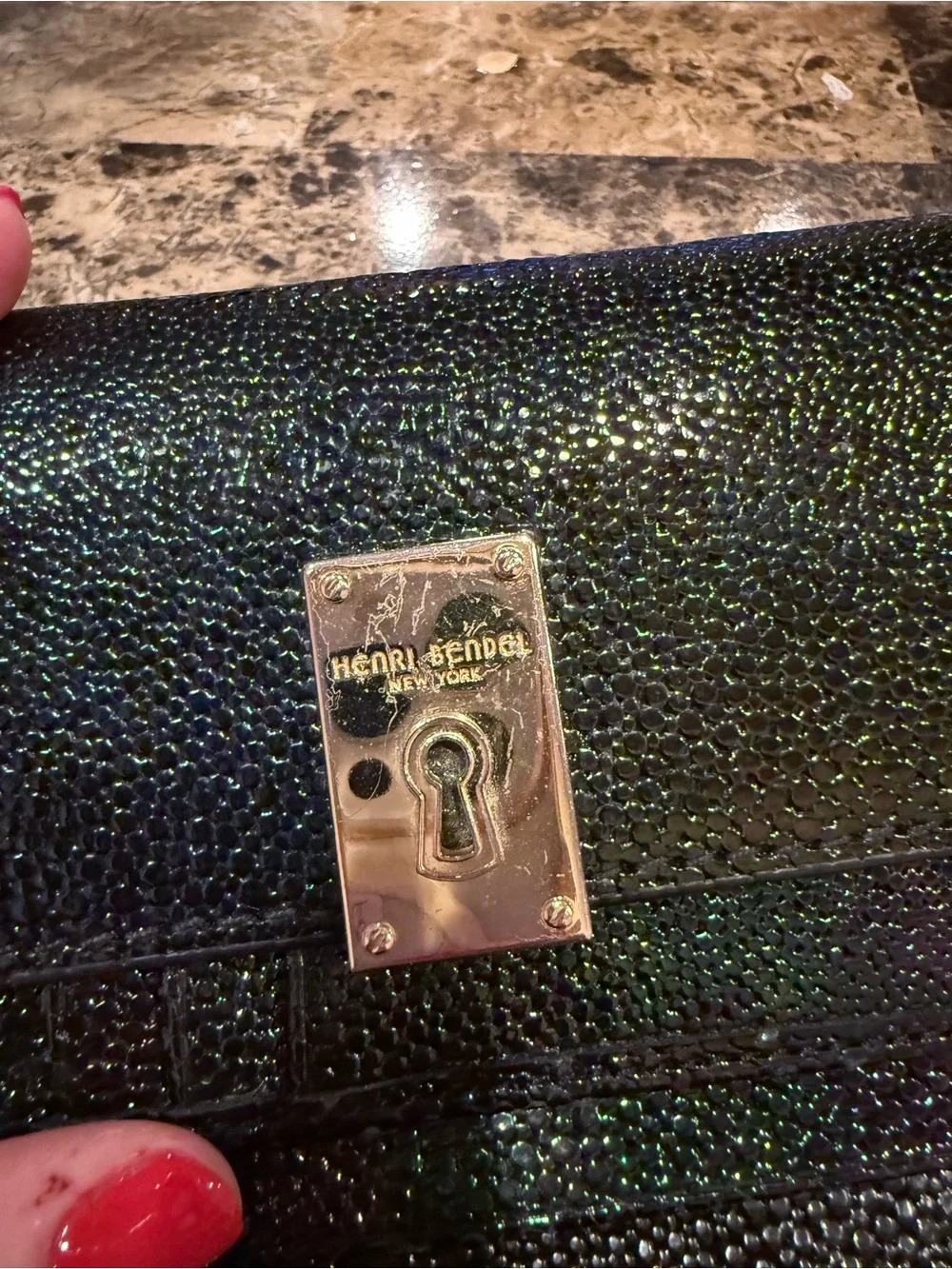 ❌SOLD❌🌟 Rare Henri Bendel Petrol Oil Slick Iridescent Trifold Wallet 🌟 - Picture 14 of 16